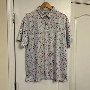 XL PGA TOUR Light Grey PRO SERIES Cook-Out BBQ Athletic Fit Polo Golf Shirt